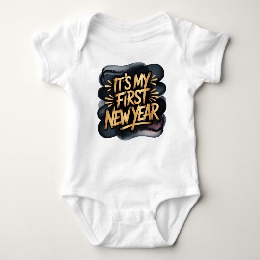 It’s My First New Year in Black and Gold Gift Romper (Voorkant)