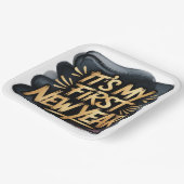 It’s My First New Year in Black and Gold Papieren Bordje (Gebogen)