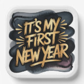 It’s My First New Year in Black and Gold Papieren Bordje (Voorkant)