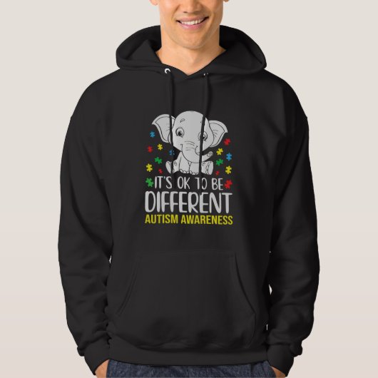 It s Ok to Be Different Autism Awareness Puzzle El Hoodie (Voorkant)