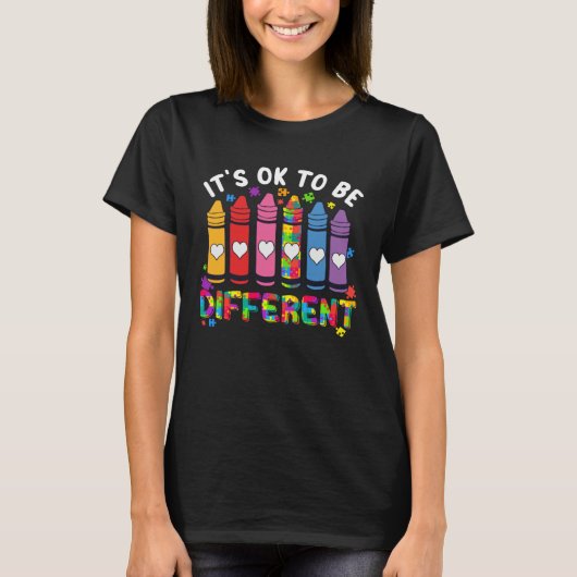 It s Ok To Be Different Autism Awareness Teacher K T-shirt (Voorkant)