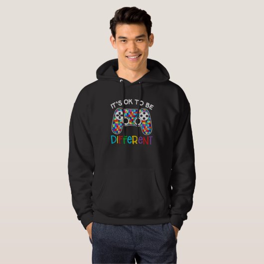 It s Ok To Be Different Games Controller Autism Aw Hoodie (Voorkant volledig)