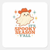 It’s Spooky Season Y’all Cowboy Boo Vierkante Sticker (Voorkant)