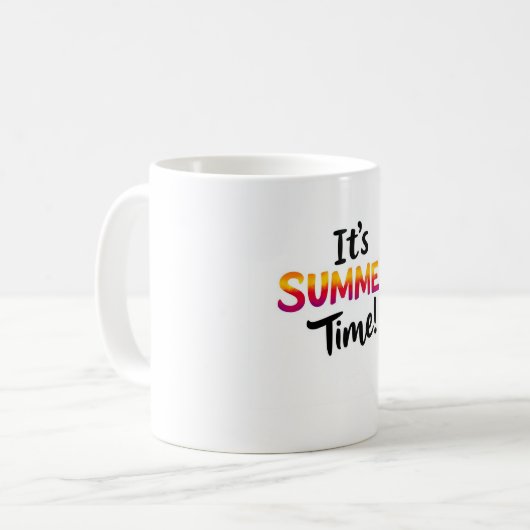It’s Summer Time Rainbow Typography Mug Koffiemok (Voorkant links)