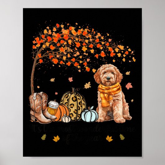 It’s The Most Wonderful Time Goldendoodle Pumpkins Poster (Voorkant)