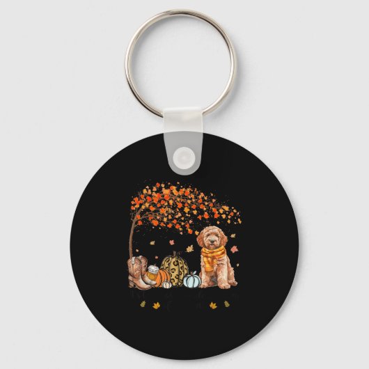 It’s The Most Wonderful Time Goldendoodle Pumpkins Sleutelhanger (Voorkant)