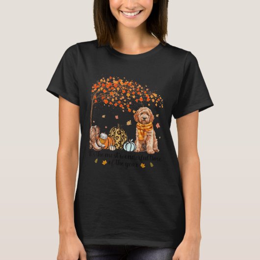 It’s The Most Wonderful Time Goldendoodle Pumpkins T-shirt (Voorkant)