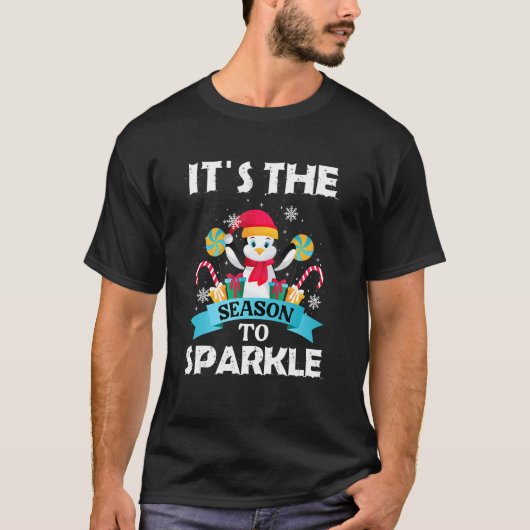 It´s The Season To Sparkle Quote Christmas Pingui T-shirt (Voorkant)