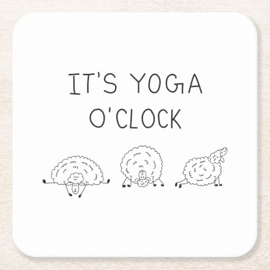 It’s Yoga O’Clock Sheep Kartonnen Onderzetters (Voorkant)