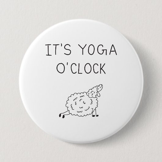 It’s Yoga O’Clock Sheep Ronde Button 7,6 Cm (Voorkant)