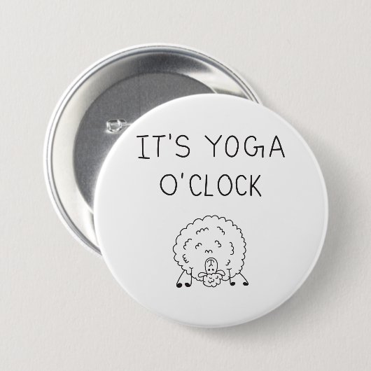 It’s Yoga O’Clock Sheep Ronde Button 7,6 Cm (Voorkant /achterkant)