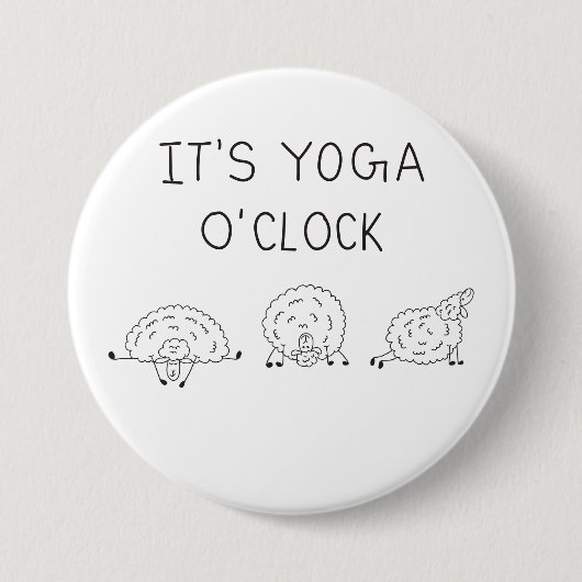 It’s Yoga O’Clock Sheep Ronde Button 7,6 Cm (Voorkant)