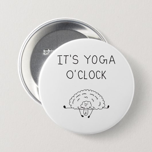 It’s Yoga O’Clock Sheep Ronde Button 7,6 Cm (Voorkant /achterkant)
