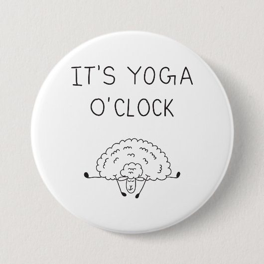 It’s Yoga O’Clock Sheep Ronde Button 7,6 Cm (Voorkant)