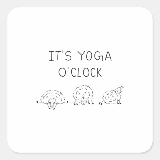 It’s Yoga O’Clock Sheep Vierkante Sticker (Voorkant)