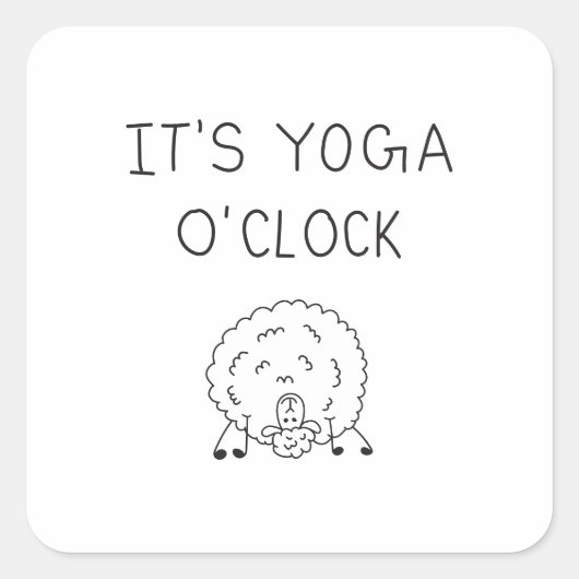 It’s Yoga O’Clock Sheep Vierkante Sticker (Voorkant)