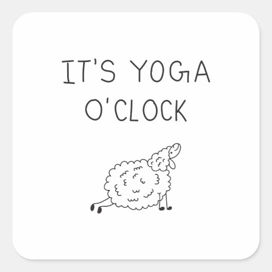 It’s Yoga O’Clock Sheep Vierkante Sticker (Voorkant)