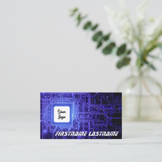 IT-Security expert printplaat cpu custom logo Visitekaartje (Staand voorkant)