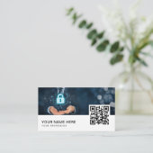 IT-Security internetbeveiliging cybersecuri QR-cod Visitekaartje (Staand voorkant)