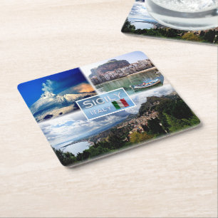 IT Sicilië - Etna Volcano - Cefalu' - Taormina - Kartonnen Onderzetters