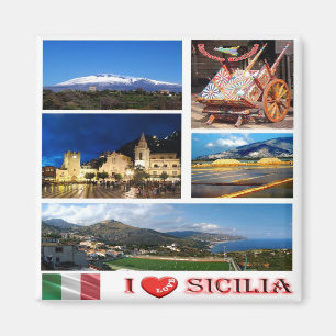 IT - Sicilië - Ik hou van collage mozaïek Magneet