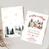 It Take a Village Winter Baby Shower Kaart