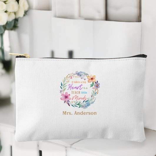 "It Takes a Big Heart" Bloemen, cadeau voor leerkr Etui