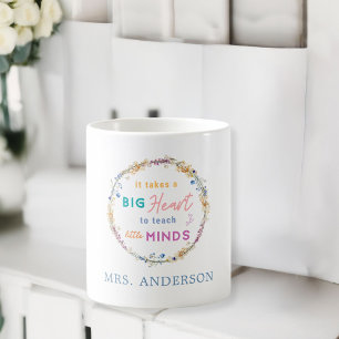 "It Takes a Big Heart" Bloemen, cadeau voor leerkr Koffiemok