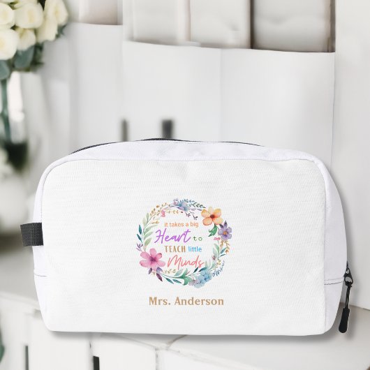 "It Takes a Big Heart" Bloemen, cadeau voor leerkr Toilettasje