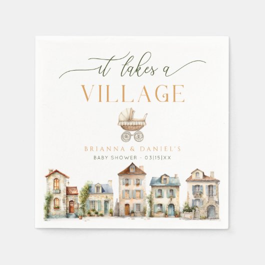 It Takes a Village Baby Shower Napkin Servet (Voorkant)