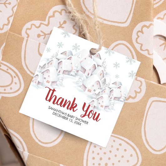 It Takes a Village Baby Shower Square Bedankjes Labels