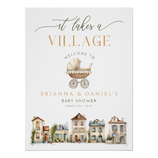 It Takes a Village Baby Shower Welcome Poster (Voorkant)