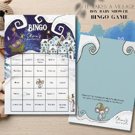 It Takes a Village: Blue Winter Magic Bingo Card Kaart