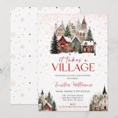 It takes a village Christmas baby shower Kaart (Voorkant / Achterkant)