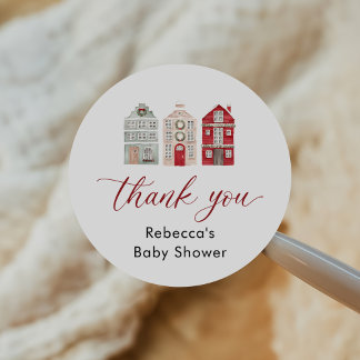 It Takes a Village Christmas Baby Shower Ronde Sticker