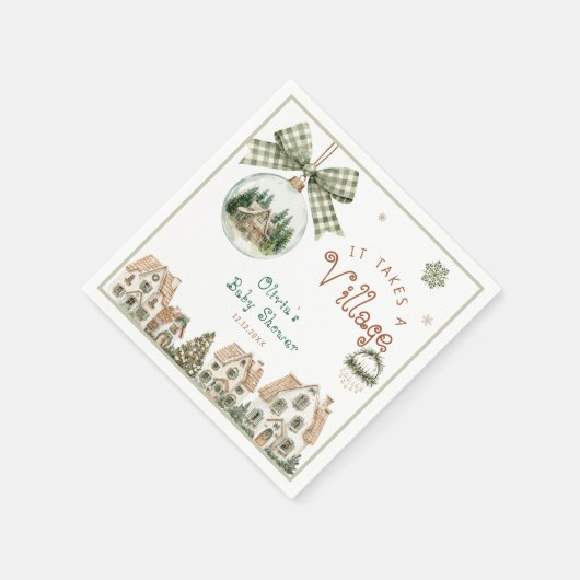 It Takes a Village Christmas Baby Shower Servet (Hoek)