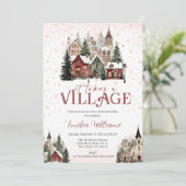 It Takes a Village Chritsmas Baby Shower  Kaart (Staand voorkant)