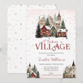 It Takes a Village Chritsmas Baby Shower  Kaart (Voorkant / Achterkant)