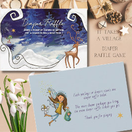 It Takes a Village Diaper Raffle Ticket Ice Blue  Informatiekaartje