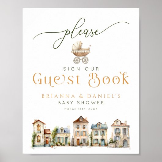 It Takes a Village Guest Book Sign Poster (Voorkant)