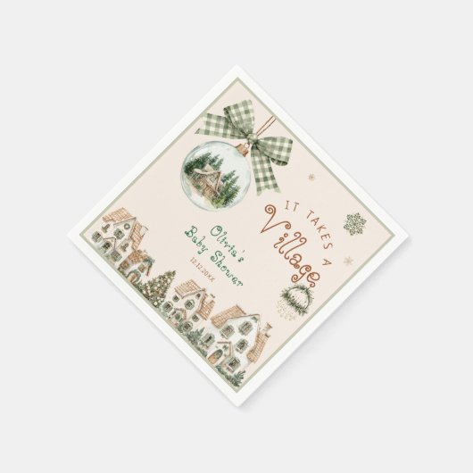 It Takes a Village Neutral Baby Shower Servet (Hoek)