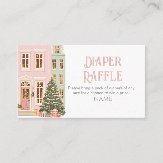It takes a Village Pink Houses Diaper raffle Informatiekaartje (Voorkant)