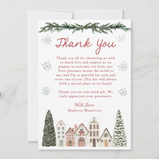 It Takes a Village Snowflake Winter Baby Shower Bedankkaart (Voorkant)