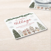 It Takes a Village Snowflake Winter Baby Shower Kartonnen Onderzetters (Schuin)