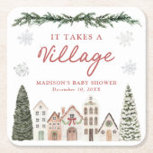 It Takes a Village Snowflake Winter Baby Shower Kartonnen Onderzetters (Voorkant)