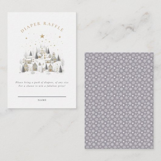 It Takes A Village Snowy Whimsical Baby Shower  Informatiekaartje (Voorkant / Achterkant)