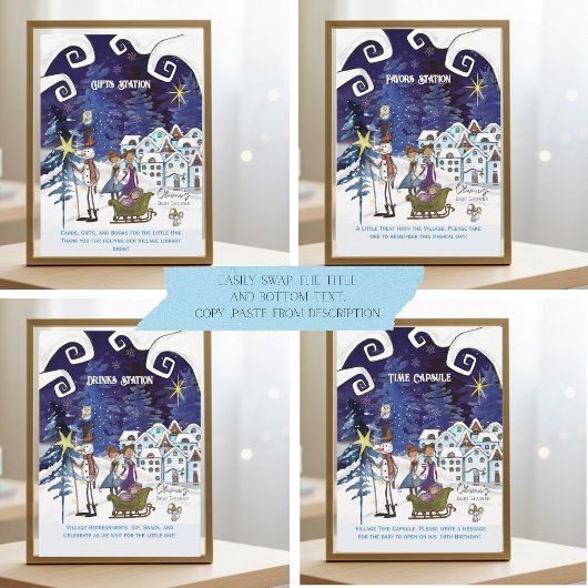 It Takes a Village Universal Sign Blue TEMPLATE Kaart