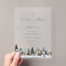 It takes a Village Watercolor Winter Baby Shower