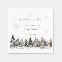 It takes a Village Watercolor Winter Baby Shower