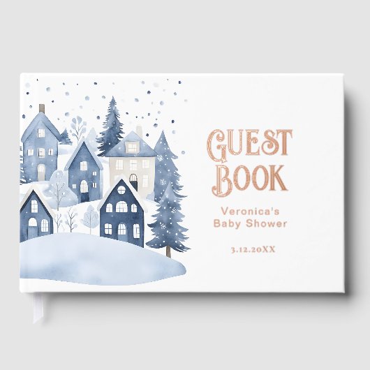 It Takes a Village Winter Baby Boy Shower Gastenboek (Voorkant)